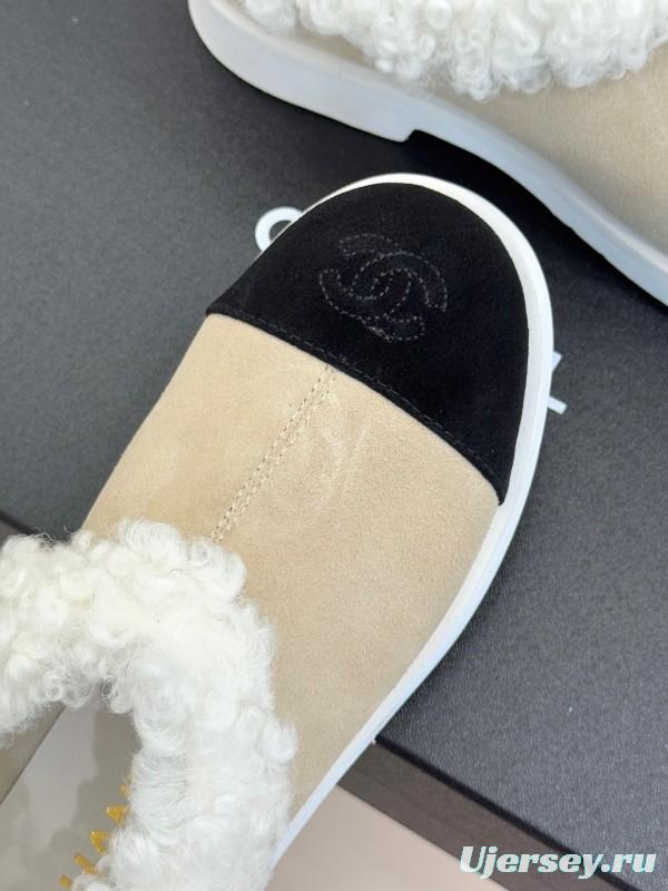Chanel 2025/SS Double C Color-Block Shearling Snow Boots - KFY00270