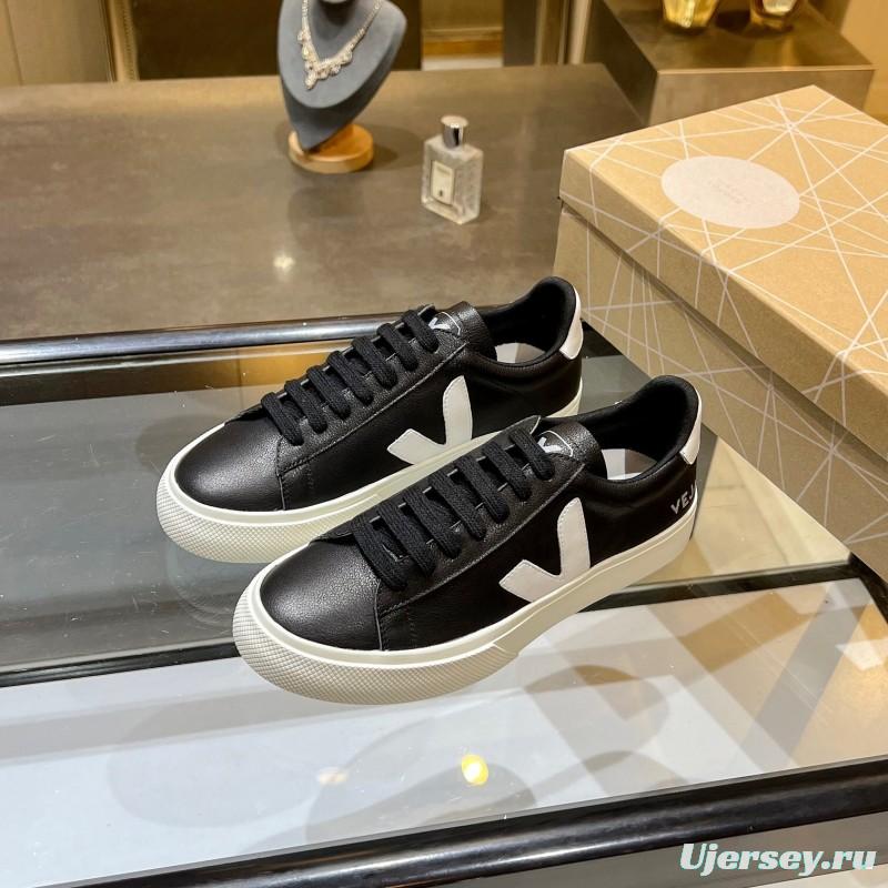 VEJA Classic White Sneakers V Logo Lace-Up Retro Flat Platform Casual Sports Shoes - LY00220