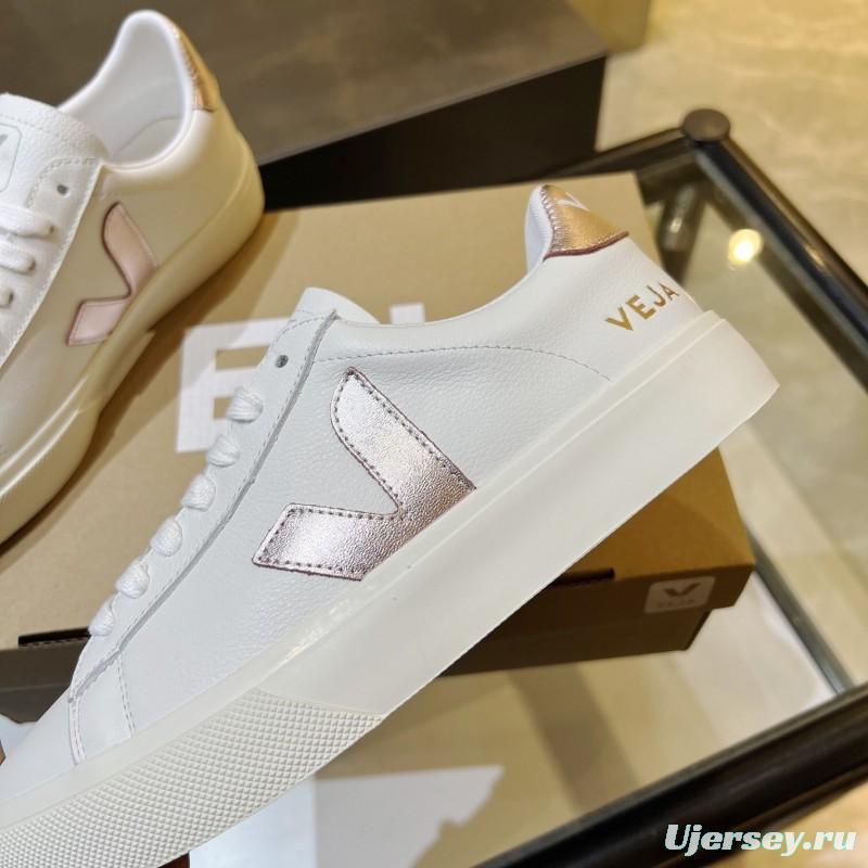 VEJA Classic White Sneakers V Logo Lace-Up Retro Flat Thick Sole Casual Sports Shoes - LY00220/LY00230