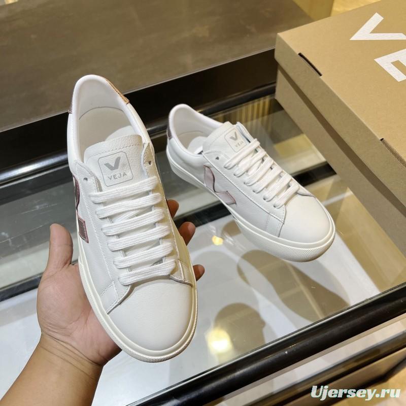 VEJA Classic White Sneakers V Logo Lace-Up Retro Flat Thick Sole Casual Sports Shoes - LY00220/LY00230