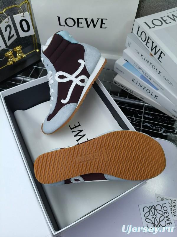 LOEWE High-Top German Training Sneakers Retro Fashion Casual White Shoes - LY00330