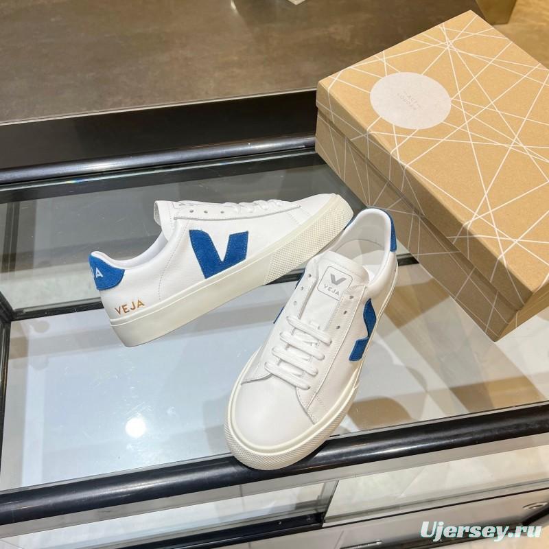 VEJA Classic White Sneakers V Logo Lace-Up Retro Flat Platform Casual Sports Shoes - LY00220