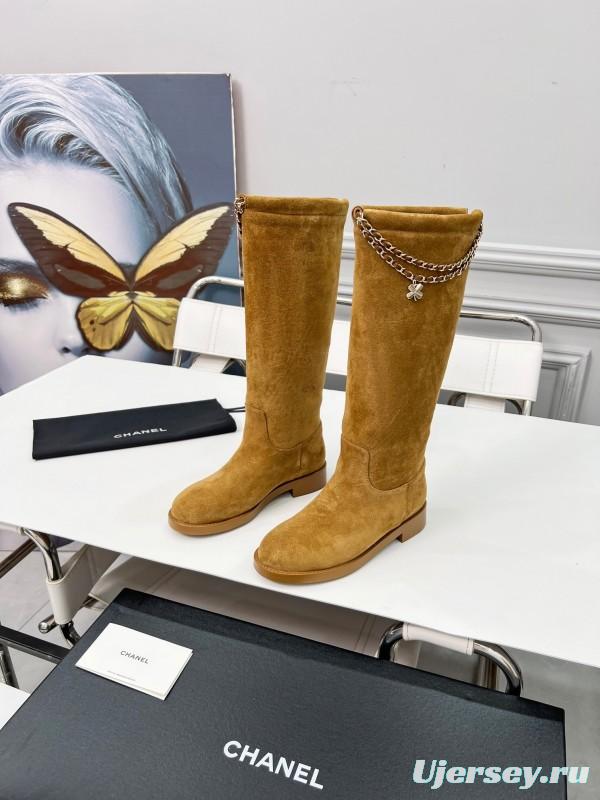 Chanel 2025/SS Quilted Leather Chain Four-Leaf Clover CC Flat Ankle Boots - LY00510