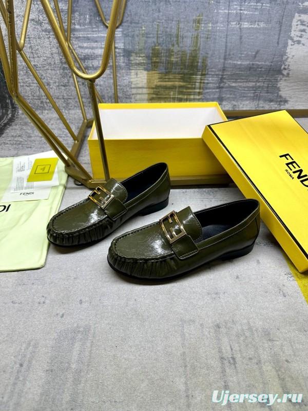 FENDI 2025 SS Loafers with FF Buckle and Soft Leather - LY00260