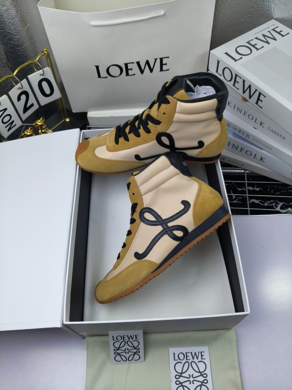 LOEWE High-Top German Training Sneakers Retro Fashion Casual White Shoes - LY00330