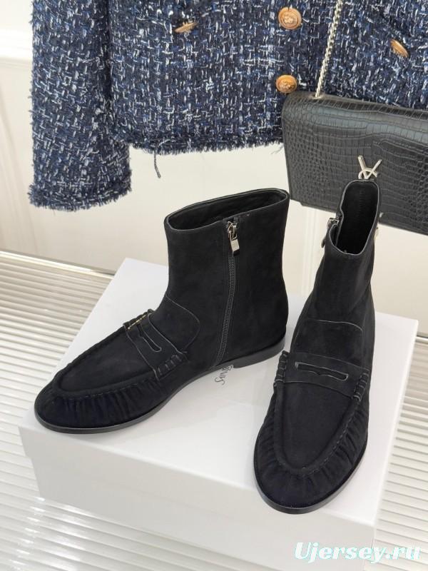 Saint Laurent YSL Letter Loaf Short Boots with Pleated Edge - KFY00430