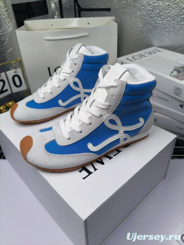 LOEWE High-Top German Training Sneakers Retro Fashion Casual White Shoes - LY00330