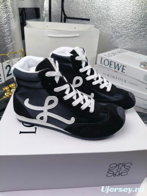 LOEWE High-Top German Training Sneakers Retro Fashion Casual White Shoes - LY00330