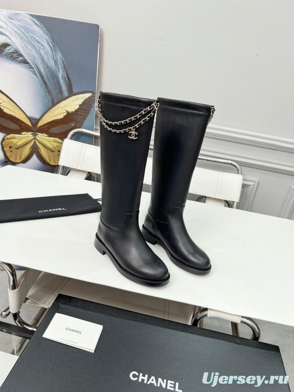 Chanel 2025 SS Quilted Leather Chain CC Four-Leaf Clover Flat Ankle Boots - LY00510