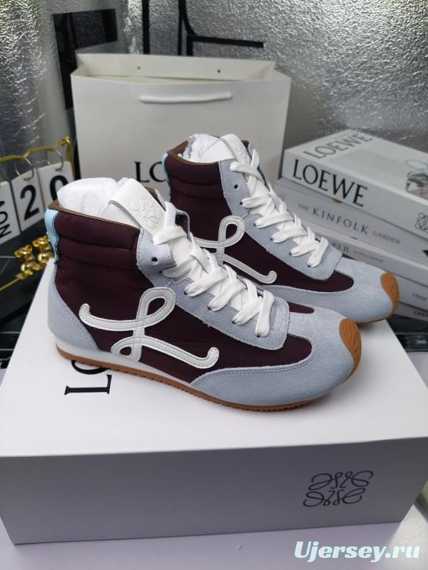 LOEWE High-Top German Training Sneakers Retro Fashion Casual White Shoes - LY00330