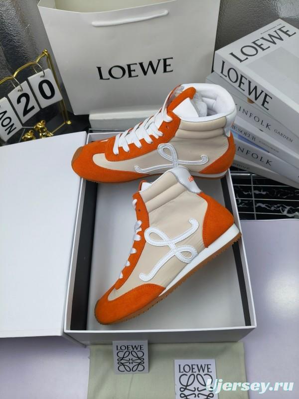 LOEWE High-Top German Training Sneakers Retro Fashion Casual White Shoes - LY00330