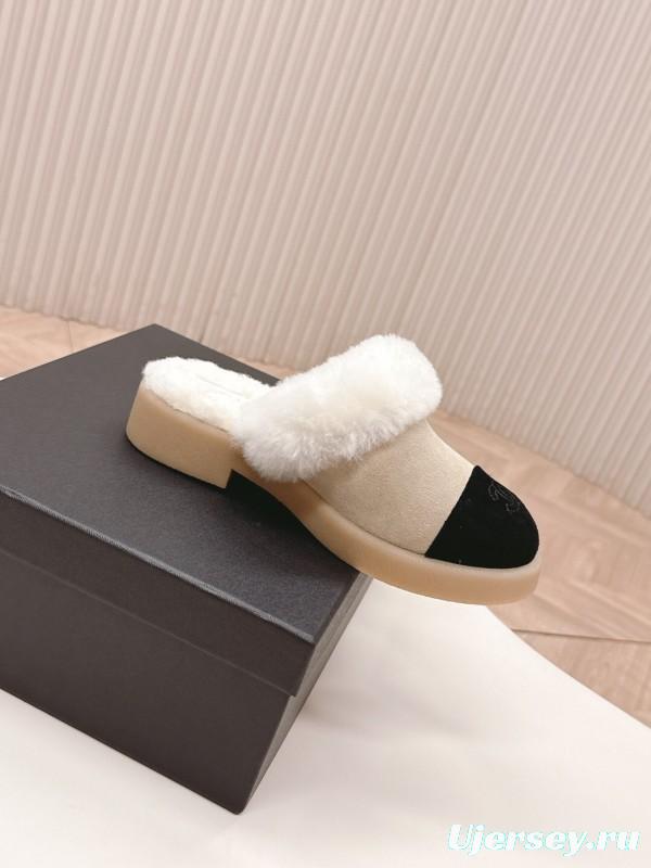 Chanel 2025/SS Fall Winter New Fur Slide Sandals Half-Drag - KFY00310