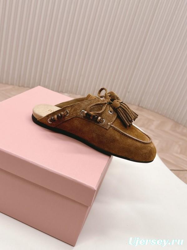 Miu Miu Fall Winter 2025 Tassel Loafer Mule with Beaded Accents - LY00320