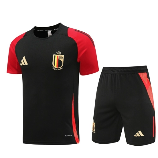 2025 Belgium Black Short Sleeve+Soccer Shorts