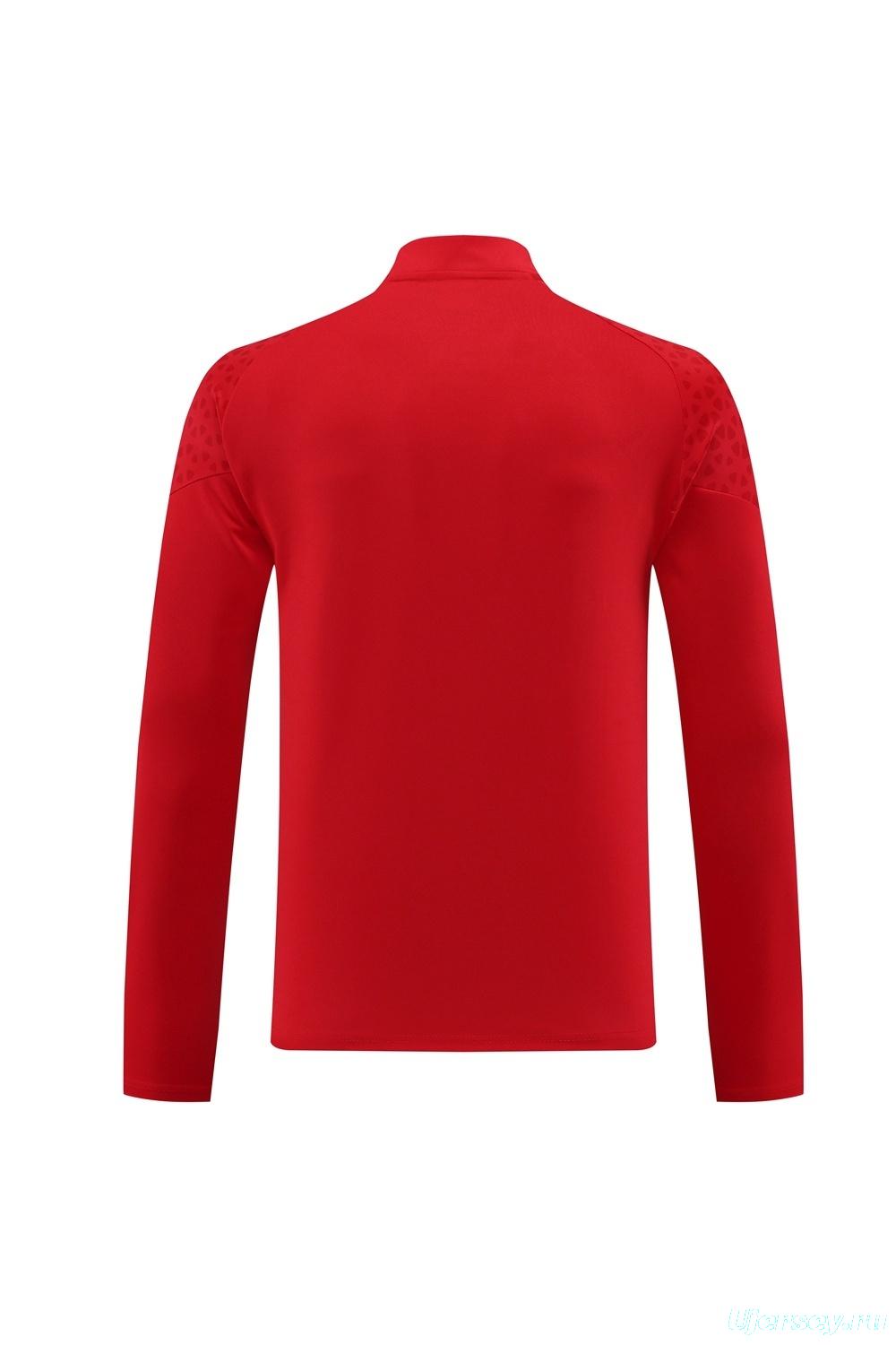 23/24 AC Milan Red S-2XL Half Zipper Jacket+Long Pants