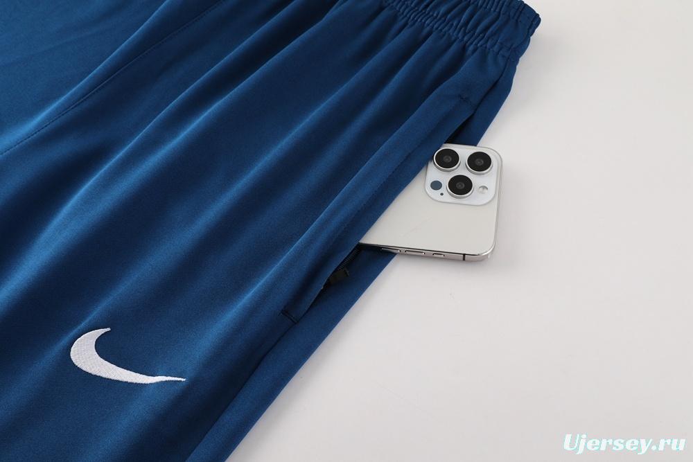 2025 Portugal Royal Blue Half Zipper Jacket+Long Pants