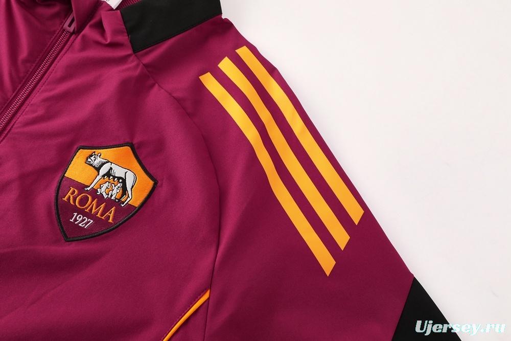 25/26 AS Roma Maroon S-3XL Half Zipper Jacket+Long Pants