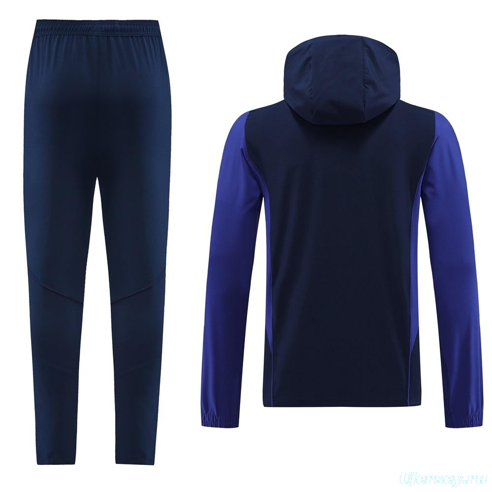 2025 Adidas Royal Blue Half Zipper Jacket+Long Pants S-2XL