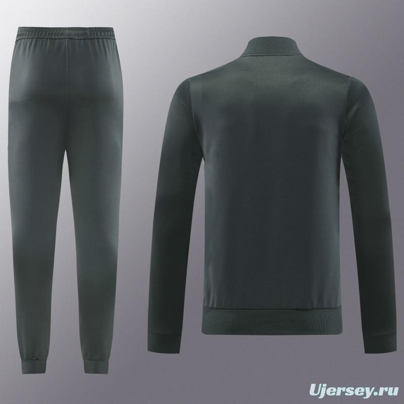 25/26 Manchester United 08 Dark Gray Half Zipper Jacket+Long Pants S-2XL