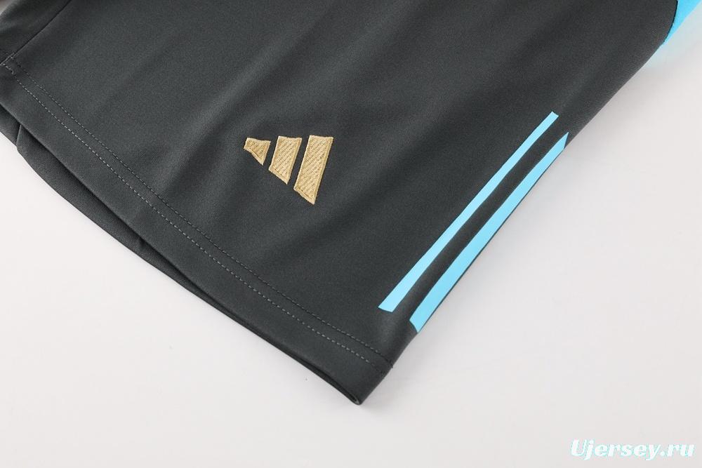 2025 Argentina Dark Gray Short Sleeve+Soccer Shorts