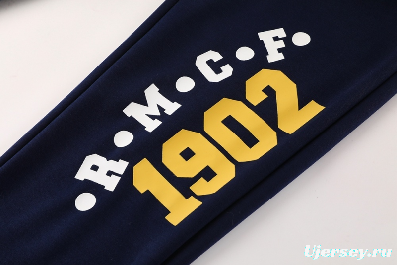 25/26 Real Madrid Royal Blue Half Zipper Jacket+Long Pants S-2XL