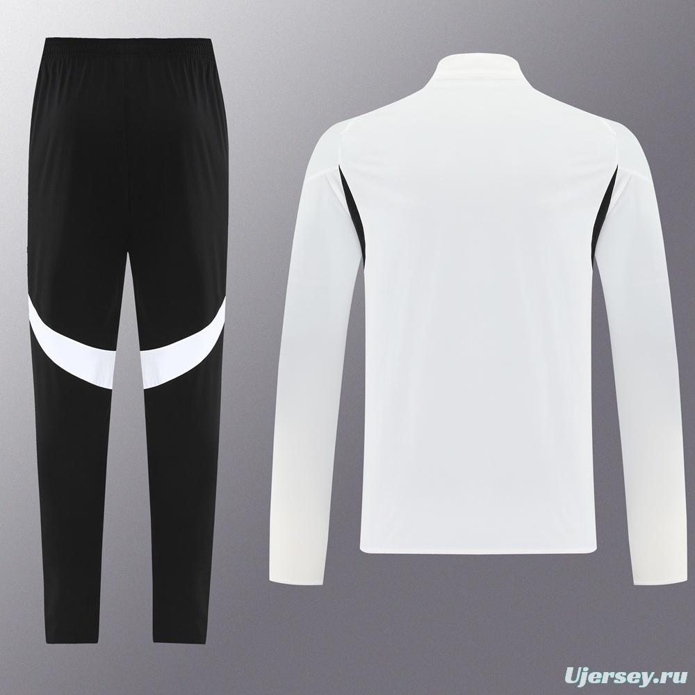 25/26 Manchester United White S-3XL Half Zipper Jacket+Long Pants