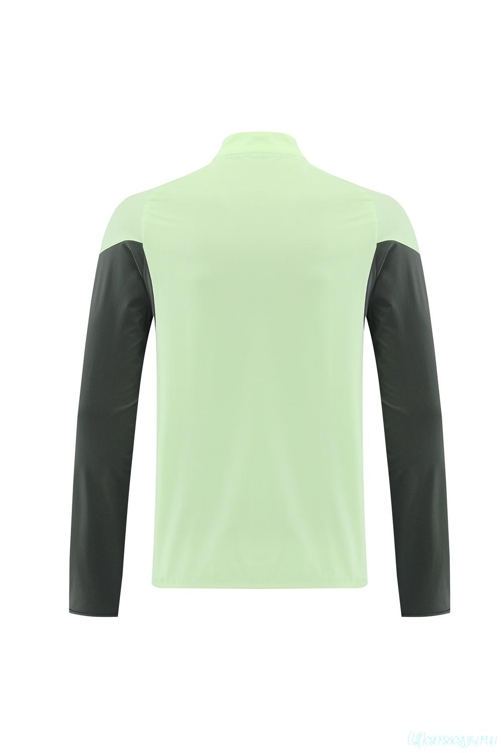 25/26 Real Madrid Light Green Half Zipper Jacket+Long Pants S-3XL