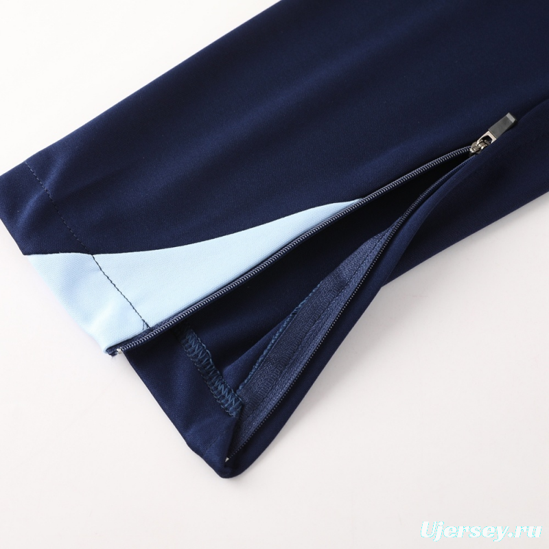 2025 France Royal Blue Half Zipper Jacket+Long Pants