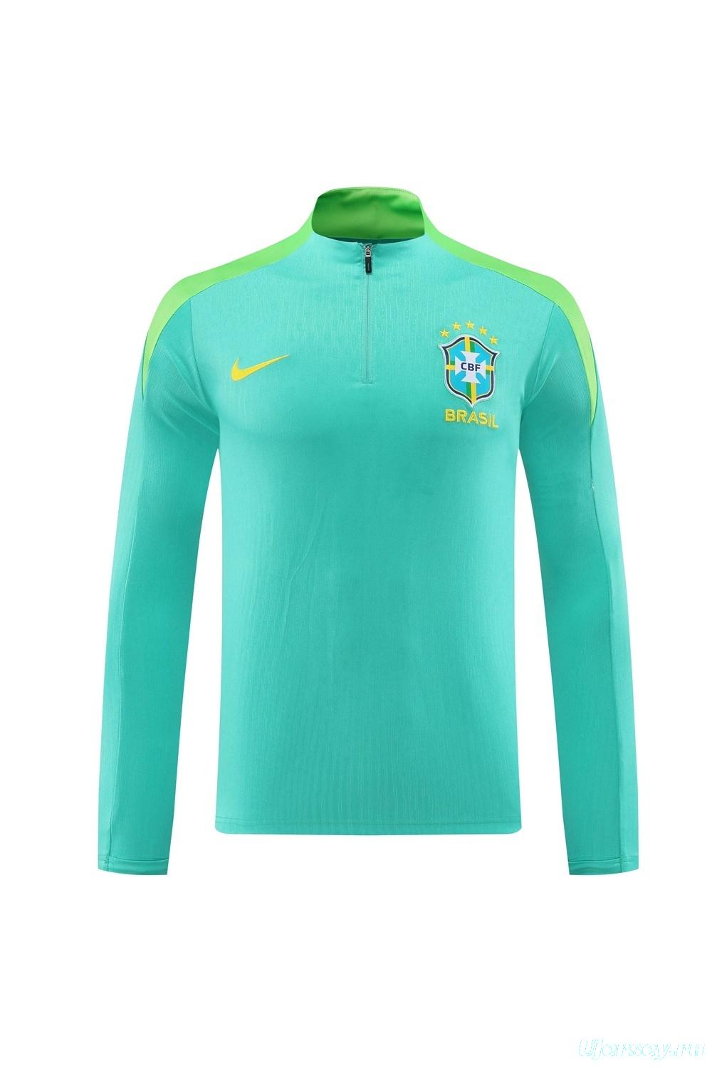 2025 Brazil Lake Green Half Zipper Jacket+Long Pants