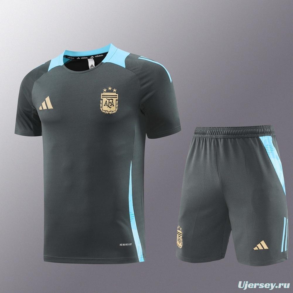 2025 Argentina Dark Gray Short Sleeve+Soccer Shorts