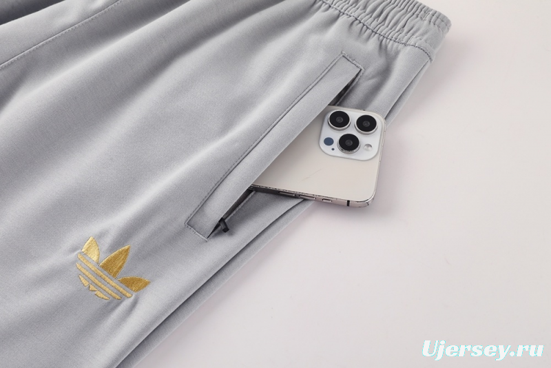 25/26 Manchester United Gray Half Zipper Jacket+Long Pants S-2XL