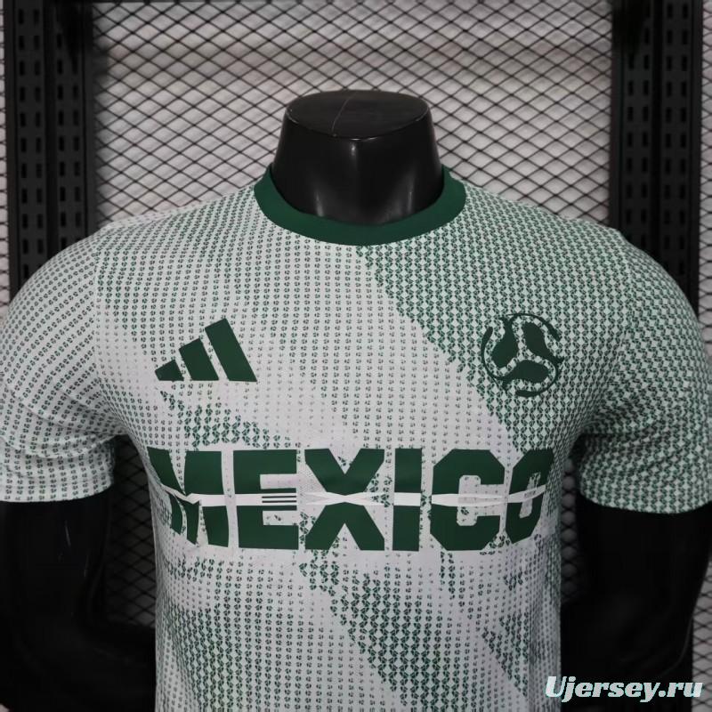 2025 Player Version  Mexico Away White with Halftone Dot Pattern World Cup Commemorative Jersey