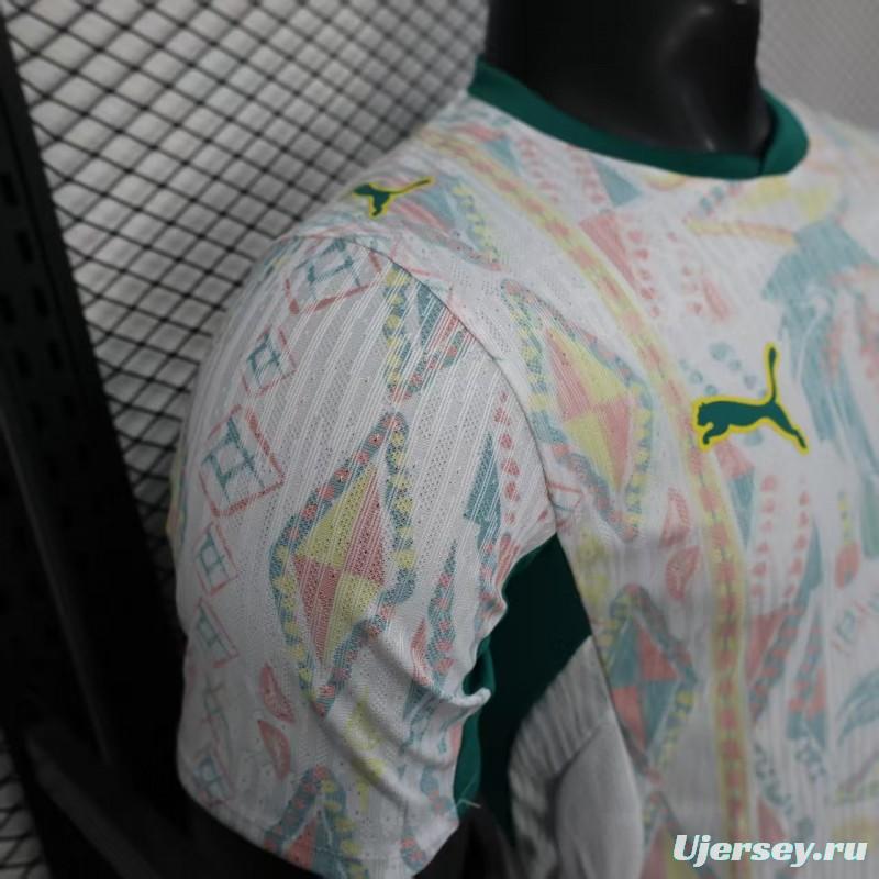 25/26 Player Version  Senegal Away White with African Traditional Pattern Jersey