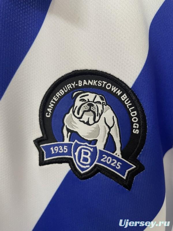 25/26 Canterbury-Bankstown Bulldogs White with Blue V-Pattern Jersey