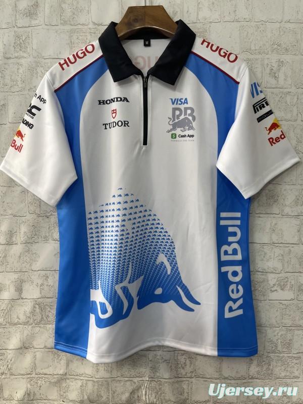 2026 F1 Red Bull Racing White with Blue Bull Graphic Polo