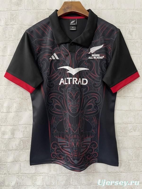 2026 Māori All Blacks Black with Māori Tiki Carving Jersey