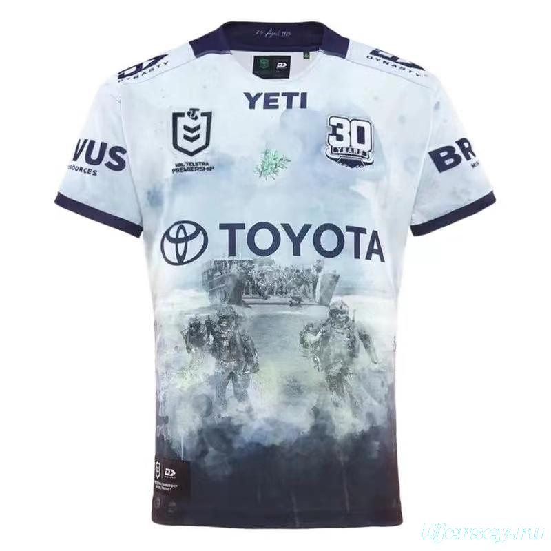 25/26 North Queensland Cowboys White with ANZAC Gallipoli Commemorative Jersey