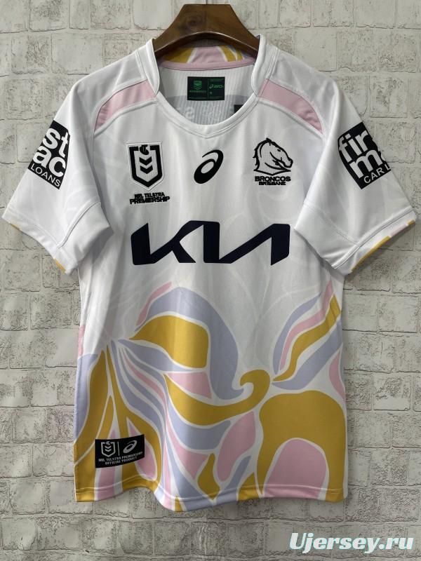 25/26 Brisbane Broncos White with Golden Pink Wave Jersey