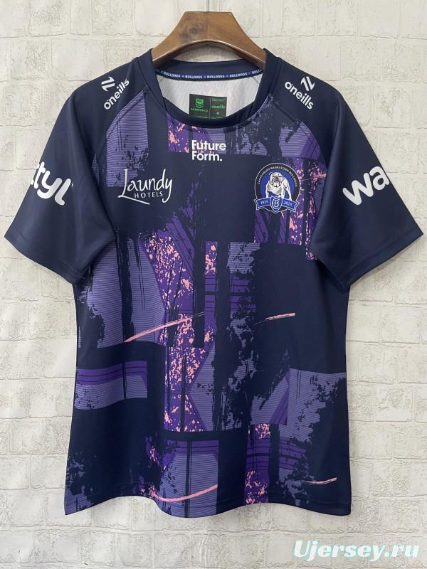 25/26 Canterbury-Bankstown Bulldogs Navy with Purple and Pink Abstract Art Pattern Jersey