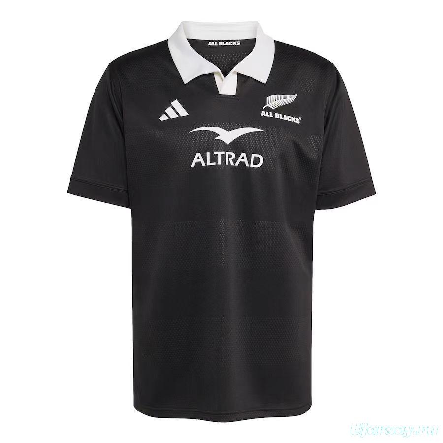 2026 New Zealand All Blacks Black with White Collar Jersey