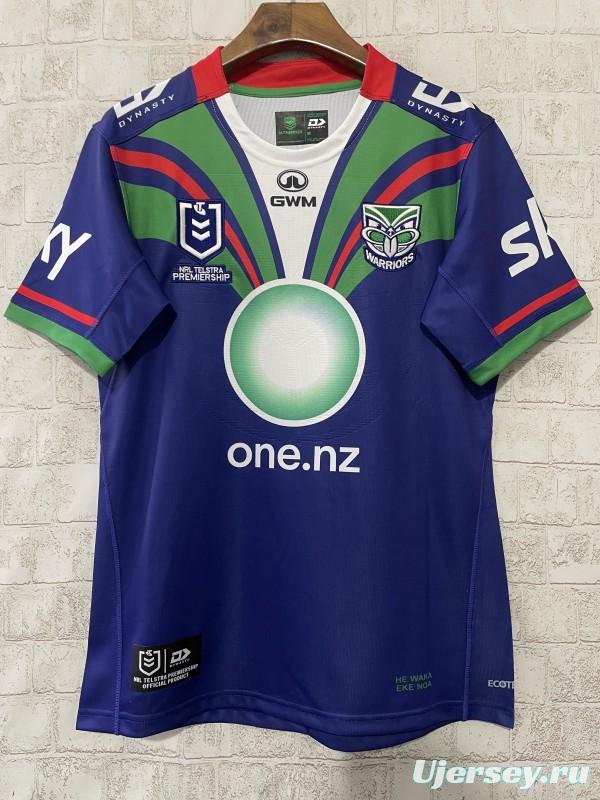25/26 New Zealand Warriors Navy Blue with Green and Red Diagonal Stripes and Circular Gradient Heritage Jersey