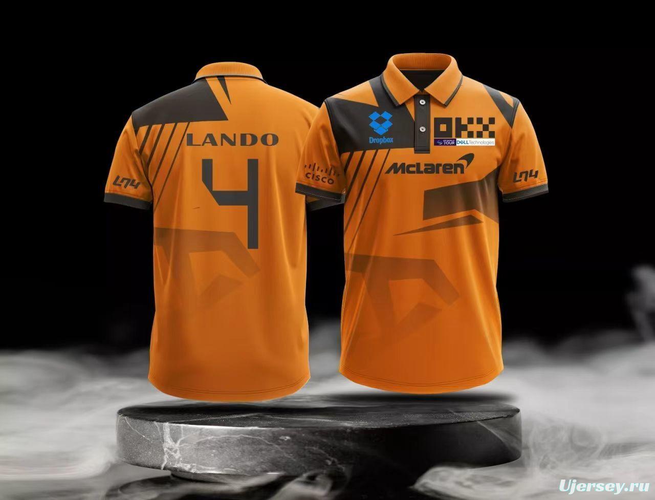 2024 F1  McLaren Racing Papaya Orange with Black Diagonal Stripe Motorsports Polo