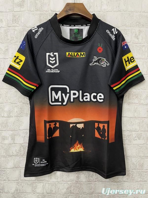25/26 Penrith Panthers Black with ANZAC Commemoration Design Jersey