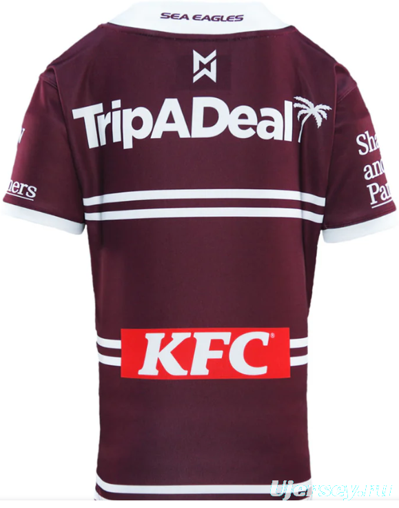 2025 Manly Warringah Sea Eagles Maroon with White Hoops Home Jersey