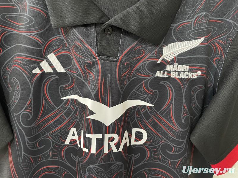 2026 Māori All Blacks Black with Māori Tiki Carving Jersey