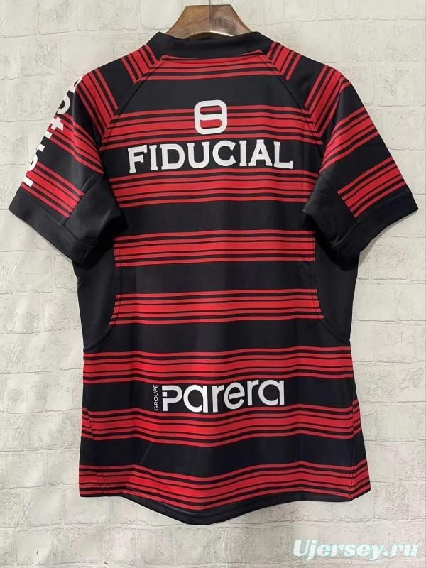 25/26 Stade Toulousain Red and Black Horizontal Stripes Jersey
