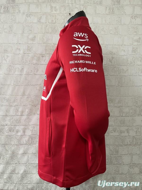 2025 F1 Scuderia Ferrari Red with White Stripe Team Jacket