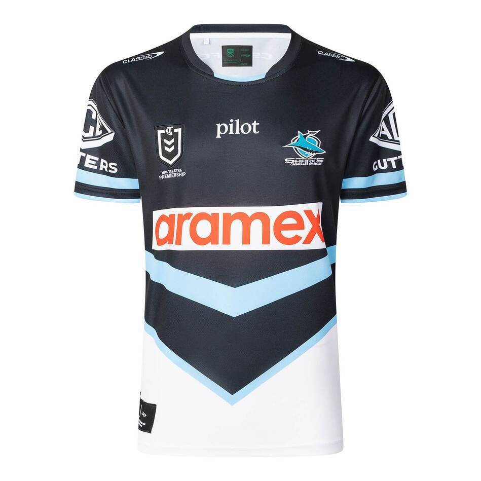 2026 Cronulla Sharks Black with Sky Blue Chevron Home Jersey