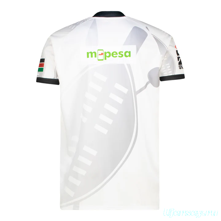 2026 Kenya  White with Black Trim and Geometric Line Pattern Jersey