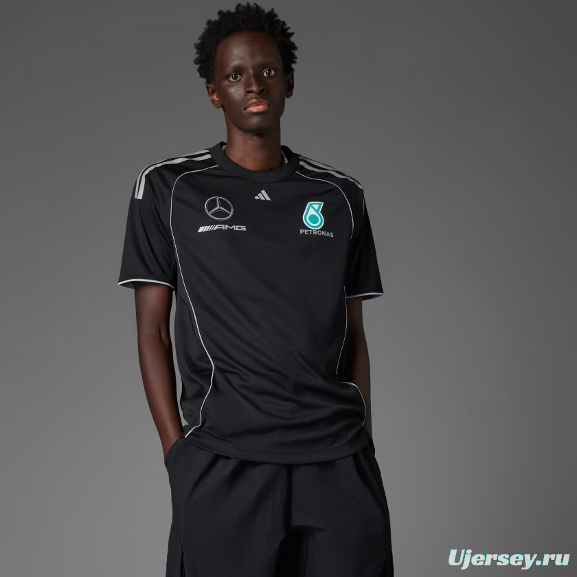 25/26  F1  Mercedes-AMG Petronas Black with White Stripes Training Jersey